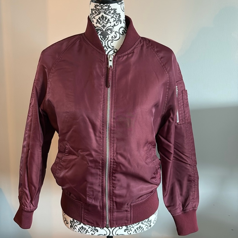 Urban Outfitters Burgundy Bomber Jacket